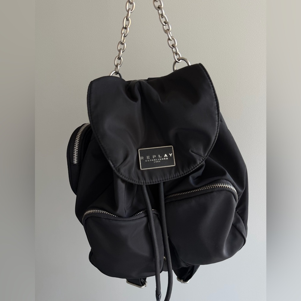 Replay Black Backpack with Silver Accents